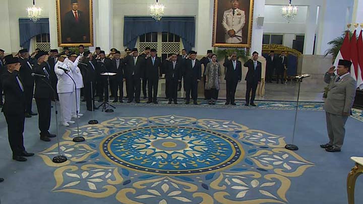 Prabowo Lantik 25 Pejabat Baru di Istana Negara, Ini Daftarnya